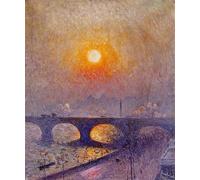 XcBAIHOUD Vintage Art Print Poster Canvas Prints Sunset Over Waterloo Bridge by Emile Claus Picture Mural for Office Decor 60x90cm