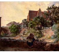 XcBAIHOUD Vintage Art Print Poster Canvas Prints the Church of Sts. Peter and Paul in Striga by Adolph Von Menzel Picture Mural for Office Decor 60x90cm