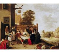 XcBAIHOUD Vintage Art Print Poster Canvas Prints the Feast of the Prodigal Son by David Teniers the Younger Picture Mural for Office Decor 60x90cm