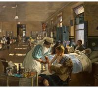 XcBAIHOUD Vintage Art Print Poster Canvas Prints the First Wounded in London Hospital August by Lavery Picture Mural for Office Decor 60x90cm