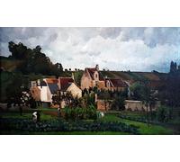 XcBAIHOUD Vintage Art Print Poster Canvas Prints the Hermitage in Pontoise by Camille Jacob Pissarro Picture Mural for Office Decor 60x90cm