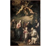 XcBAIHOUD Vintage Art Print Poster Canvas Prints the Holy Family with Saint Bruno of Cologne and Other Saints by Jusepe De Ribera Picture Mural for Office Decor 60x90cm