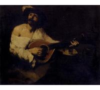 XcBAIHOUD Vintage Art Print Poster Canvas Prints the Mandolin Player by Theodule Augustine Ribot Picture Mural for Office Decor 60x90cm
