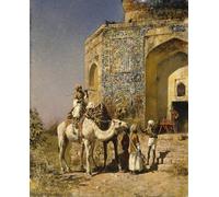 XcBAIHOUD Vintage Art Print Poster Canvas Prints the Old Blue-tiled Outside of Delhi India by Edwin Lord Weeks Picture Mural for Office Decor 60x90cm