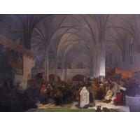 XcBAIHOUD Vintage Art Print Poster Canvas Prints the Slav Epic No. Master Jan Hus Preaching At the Bethlehem Chapel Truth Prevails Picture Mural for Office Decor 60x90cm