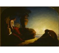 XcBAIHOUD Vintage Art Print Poster Canvas Prints the Three Sisters of Phaeton Weeping Over the Tomb of Their Brother by Danby Picture Mural for Office Decor 60x90cm