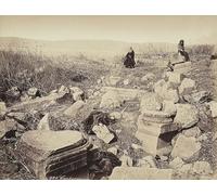 XcBAIHOUD Vintage Famous Art Minimalist Prints a Monk and a Man with a Pose Sitting on Some Ruins Near Capharnaum by Félix Bonfils Art Canvas Murals for Office Decor 60x90cm