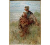 XcBAIHOUD Vintage Famous Art Minimalist Prints Gazing Into the Distance by Jozef Israëls Art Canvas Murals for Office Decor 60x90cm