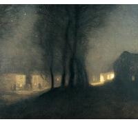 XcBAIHOUD Vintage Famous Art Minimalist Prints il villaggio di notte Sir George Clausen Art Canvas Murals for Office Decor 60x90cm