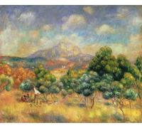 XcBAIHOUD Vintage Famous Art Minimalist Prints Mont Sainte Victoire by Pierre Auguste Renoir Art Canvas Murals for Office Decor 60x90cm