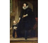 XcBAIHOUD Vintage Famous Art Minimalist Prints Portrait of a Nobleman and His Child or Portrait of the Brother of Rubens by Van Dyck Art Canvas Murals for Office Decor 60x90cm
