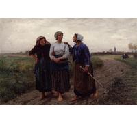 XcBAIHOUD Vintage Famous Art Minimalist Prints Setting Out For the Fields Jules-Adolphe Breton Art Canvas Murals for Office Decor 60x90cm