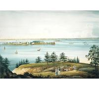 XcBAIHOUD Vintage Famous Art Minimalist Prints The Bay of New York and Governors Island Taken from Brooklyn Heights William Guy Wall Art Canvas Murals for Office Decor 60x90cm