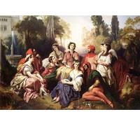 XcBAIHOUD Vintage Famous Art Minimalist Prints the Decameron Byxavier Winterhalter Art Canvas Murals for Office Decor 60x90cm