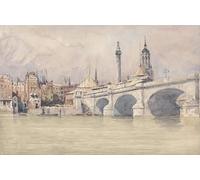 XcBAIHOUD Vintage Famous Art Minimalist Prints the Opening of the New London Bridge by David Cox Art Canvas Murals for Office Decor 60x90cm