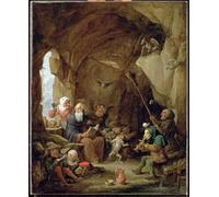 XcBAIHOUD Vintage Famous Art Minimalist Prints the Temptation in a Cavern by David Teniers the Younger Art Canvas Murals for Office Decor 60x90cm