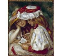 XcBAIHOUD Vintage Famous Art Minimalist Prints Two Young Girls Reading Painting by Pierre Auguste Renoir Art Canvas Murals for Office Decor 60x90cm
