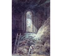 XcBAIHOUD Vintage Modern Artwork Classic Canvas Painting a Barn Interior of the Ruined Refectory Priory Dover by Mallord William Turner Printed Paintings for Office Decor 60x90cm