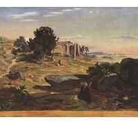 XcBAIHOUD Vintage Modern Artwork Classic Canvas Painting Agar in the desert by Jean Baptiste Camille Corot Printed Paintings for Office Decor 60x90cm