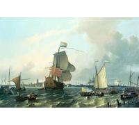 XcBAIHOUD Vintage Modern Artwork Classic Canvas Painting Brielle by Ludolf Backhuysen Printed Paintings for Office Decor 60x90cm