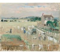 XcBAIHOUD Vintage Modern Artwork Classic Canvas Painting Hanging the Laundry Out to Dry by Berthe Morisot Printed Paintings for Office Decor 60x90cm