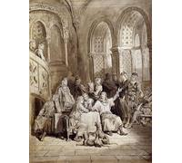 XcBAIHOUD Vintage Modern Artwork Classic Canvas Painting Illustration for the Series of Poems Idylls of the King by Gustave Dore Printed Paintings for Office Decor 60x90cm