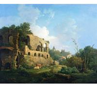 XcBAIHOUD Vintage Modern Artwork Classic Canvas Painting Italianate Landscape with a House Near Classical Ruins by William Marlow Printed Paintings for Office Decor 60x90cm