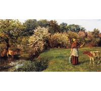 XcBAIHOUD Vintage Modern Artwork Classic Canvas Painting Poll the Milkmaid by Arthur Printed Paintings for Office Decor 60x90cm