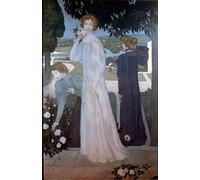 XcBAIHOUD Vintage Modern Artwork Classic Canvas Painting Portrait of Yvonne Lerolle in Three Aspects by Maurice Denis Printed Paintings for Office Decor 60x90cm