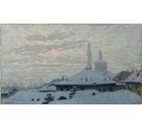 XcBAIHOUD Vintage Modern Artwork Classic Canvas Painting Roofs Under the Snow Roofs Under the Snow by Angelo Morbelli Printed Paintings for Office Decor 60x90cm
