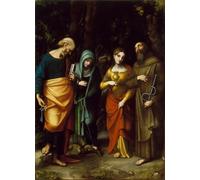 XcBAIHOUD Vintage Modern Artwork Classic Canvas Painting Saints Peter Martha Mary Magdalen and Leonard by Antonio Da Correggio Printed Paintings for Office Decor 60x90cm