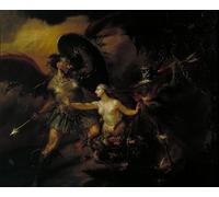 XcBAIHOUD Vintage Modern Artwork Classic Canvas Painting Satan Sin and Death by William Hogarth Printed Paintings for Office Decor 60x90cm