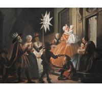 XcBAIHOUD Vintage Modern Artwork Classic Canvas Painting Singing Round the Star on Twelfth Night by Cornelis Troost Printed Paintings for Office Decor 60x90cm
