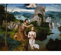 XcBAIHOUD Vintage Modern Artwork Classic Canvas Painting the Baptism of Christ by Joachim Patinir Printed Paintings for Office Decor 60x90cm
