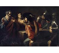 XcBAIHOUD Vintage Modern Artwork Classic Canvas Painting the Denial of Saint Peter by Valentin De Boulogne Printed Paintings for Office Decor 60x90cm