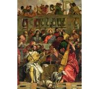 XcBAIHOUD Vintage Modern Artwork Classic Canvas Painting the Marriage Feast At Cana Detail of Christ and Musicians by Paolo Veronese Printed Paintings for Office Decor 60x90cm