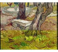 XcBAIHOUD Vintage Modern Artwork Classic Canvas Painting the Park of the Saint Paul Asylum in Saint-remyor Bench De Pierre Painting Printed Paintings for Office Decor 60x90cm