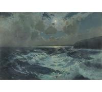 XcBAIHOUD Vintage Modern Artwork Classic Canvas Painting the Reef St Ives Bay Cornwall by Albert Julius Olsson Printed Paintings for Office Decor 60x90cm