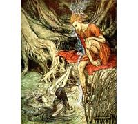 XcBAIHOUD Vintage Modern Artwork Classic Canvas Painting the Rhinegold by Arthur Rackham Printed Paintings for Office Decor 60x90cm
