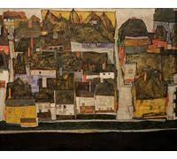 XcBAIHOUD Vintage Modern Artwork Classic Canvas Painting The small town by Egon Schiele Printed Paintings for Office Decor 60x90cm