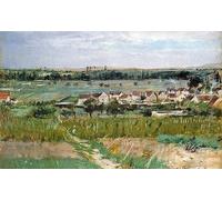 XcBAIHOUD Vintage Modern Artwork Classic Canvas Painting the Village of Maurecourt by Berthe Morisot Printed Paintings for Office Decor 60x90cm