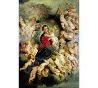 XcBAIHOUD Vintage Modern Artwork Classic Canvas Painting the Virgin and Child Surrounded by Peter Paul Rubens Printed Paintings for Office Decor 60x90cm