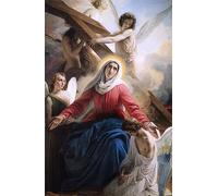 XcBAIHOUD Vintage Modern Artwork Classic Canvas Painting the Virgin Grieving with the Angels and Symbols of the Passion by Francesco Hayez Printed Paintings for Office Decor 60x90cm