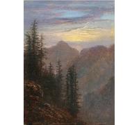 XcBAIHOUD Vintage Modern Artwork Classic Canvas Painting View of the Mountains At Dusk by Karl Gustav Carus Printed Paintings for Office Decor 60x90cm