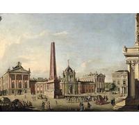 XcBAIHOUD Vintage Modern Artwork Classic Canvas Painting View of the Old Market and the Front Gate of the Schloss Sanssouci by Johann Friedrich Meyer Printed Paintings for Office Decor 60x90cm