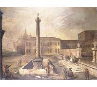 XcBAIHOUD Vintage Modern Canvas Prints Animal Pictures A Capriccio of a Piazza in front of a Palace with the Column of Marcus Aurelius by Antonio Canal Vintage Poster for Office Decor 60x90cm
