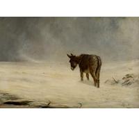 XcBAIHOUD Vintage Modern Canvas Prints Animal Pictures a Donkey in Snow by Macwhirter Vintage Poster for Office Decor 60x90cm