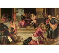 XcBAIHOUD Vintage Modern Canvas Prints Animal Pictures Christ Washing the Feet of the Disciples by Jacopo Robusti Tintoretto Vintage Poster for Office Decor 60x90cm