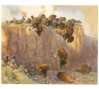 XcBAIHOUD Vintage Modern Canvas Prints Animal Pictures Driving Animal Over the Cliff by Charles Russell Vintage Poster for Office Decor 60x90cm