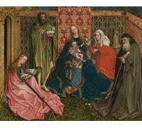 XcBAIHOUD Vintage Modern Canvas Prints Animal Pictures Lady and Child with Saints in the Enclosed Garden Vintage Poster for Office Decor 60x90cm